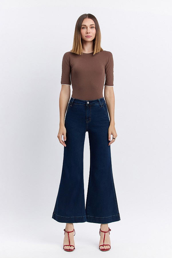 HIGH RISE ANKLE WIDE LEG JEANS F592...